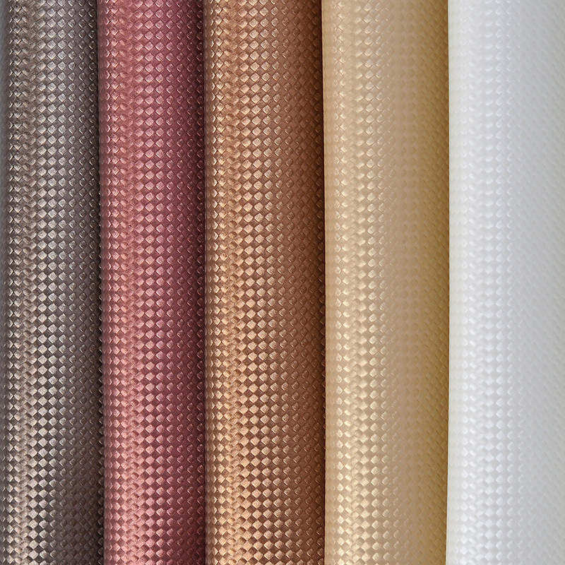 金属竹编纹 半pu皮革软包面料批发硬包装饰人造革沙发皮料批发