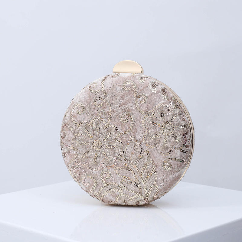Vintage bordado con cuentas bolso de noche terciopelo cheongsam embrague de las mujeres pequeño bolso redondo vestido bolsa de mensajero bolsa de boda entrega de una sola pieza