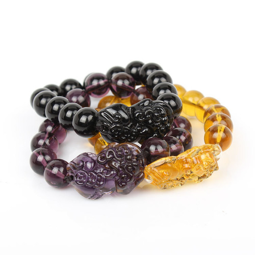 Factory Wholesale Yellow Crystal Pixiu Bracelet, Necklace, Bead Bracelet, Accessory Chain, Accessory Decor, Versatile Wealth-Bringing Pixiu Bodhi Beads Gift