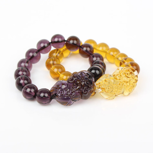 Factory Wholesale Yellow Crystal Pixiu Bracelet, Necklace, Bead Bracelet, Accessory Chain, Accessory Decor, Versatile Wealth-Bringing Pixiu Bodhi Beads Gift