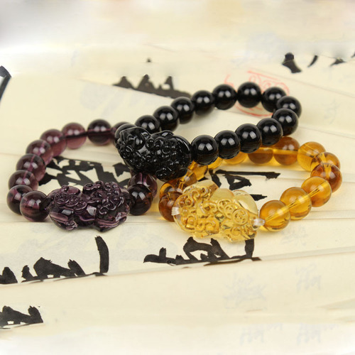 Factory Wholesale Yellow Crystal Pixiu Bracelet, Necklace, Bead Bracelet, Accessory Chain, Accessory Decor, Versatile Wealth-Bringing Pixiu Bodhi Beads Gift