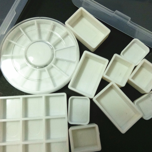 Transparent plastic watercolor paint trial packaging grid mini small square round plate small capacity half block packaging full block packaging
