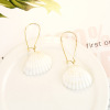 Brand marine accessory from pearl, metal organic summer earrings, European style, boho style