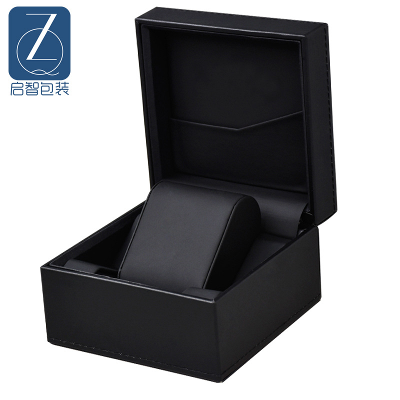 厂家直销手表盒 PU皮革翻盖高档礼品包装盒黑色方形手表盒子
