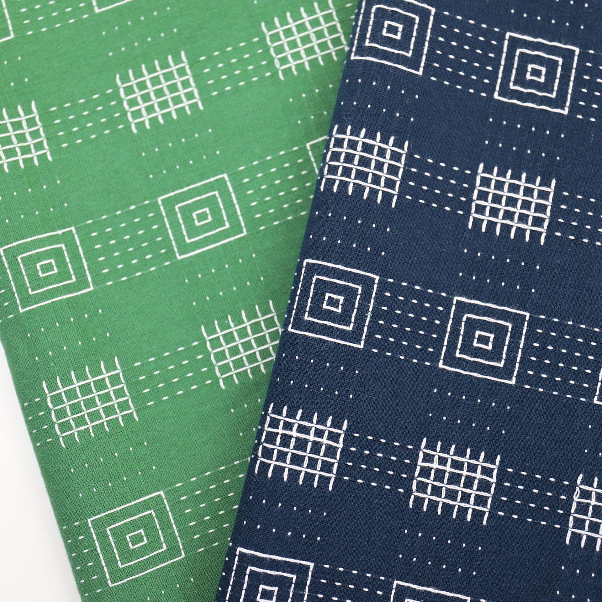 全棉色织提花十字虚线回字形服装衬衫外套布料发饰发带家纺面料