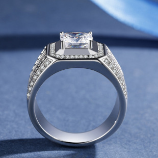 MJZ042 European and American men's ring fashion inlaid square diamond big men's ring cross-border explosions accessories couple Ring Factory Outlet