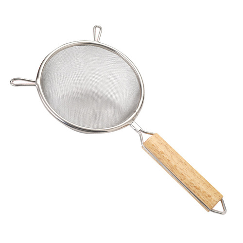 304 stainless steel large colander with wooden handle and double ears for frying spoon household kitchen utensils for noodle mesh drain filter