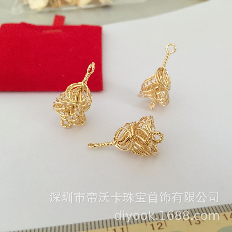 铜镀14K真金 绕线连接片小挂件耳环耳钩珍珠挂饰吊坠DIY饰品配件
