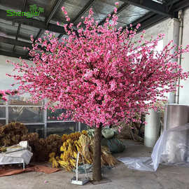 广州仿真桃花树商场许愿树婚庆假花树家居装饰桃花枝假花仿真花树