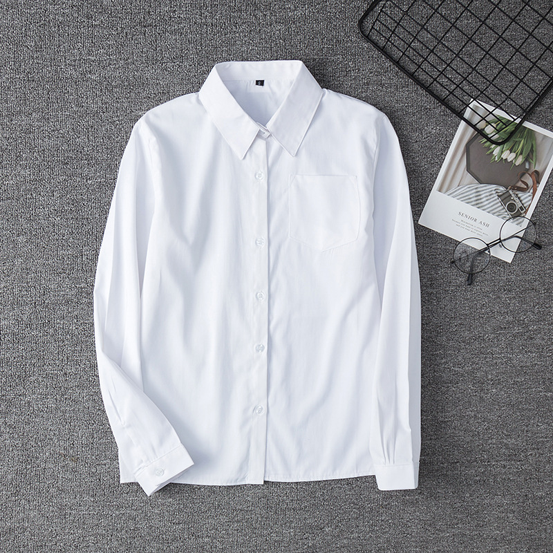 Zhuobei Clothing Japanese Jk Uniform Long Sleeve White Shirt Japanese School Uniform Long Sleeve Pointed Collar Square Collar Corner Placket Non-See-Through Zhuobei Clothing Japanese Jk Uniform Long Sleeve White Shirt Japanese School Uniform Long Sleeve Pointed Collar Square Collar Corner Placket Non-See-Through