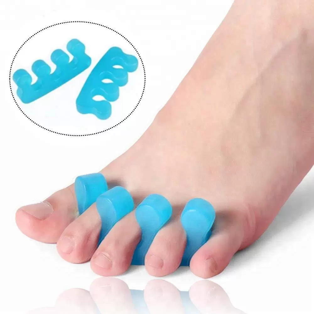 Синий силиконовый разделитель пальцев ног четыре пальца для ношения устройства разделитель пальцев ног большая стопа коррекция кости Перекрывающийся палец