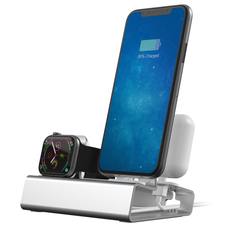 Suitable for apple watch apple watch mobile phone iphone headset airpods three-in-one aluminum alloy bracket
