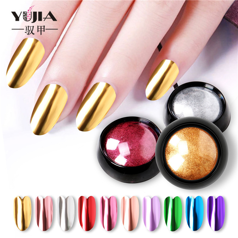TikTok popular Hada de la harina espejo de color sólido galvanoplastia espejo mágico polvo brillo de uñas en polvo