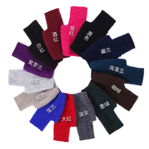 Autumn and winter gloves for women and men, wool thread, mink velvet, warm and velvet, short half-finger, fingerless, touch-screen mobile phone, student writing and typing