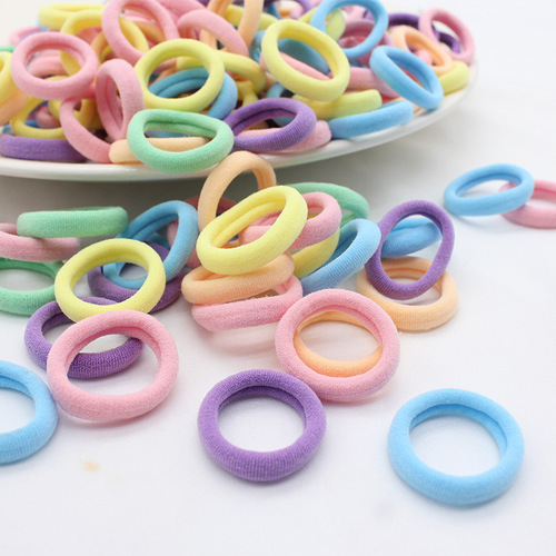 Elasticated Hair Accessory Candy Color Small Size Seamless Fabric Hair Tie for Kids, Cute and Durable