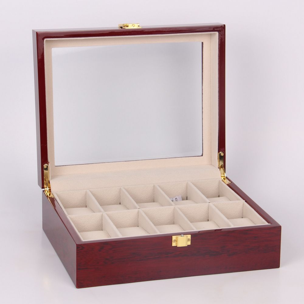 Factory spot wholesale piano paint 10 wooden watch box glass skylight watch storage box display wooden box