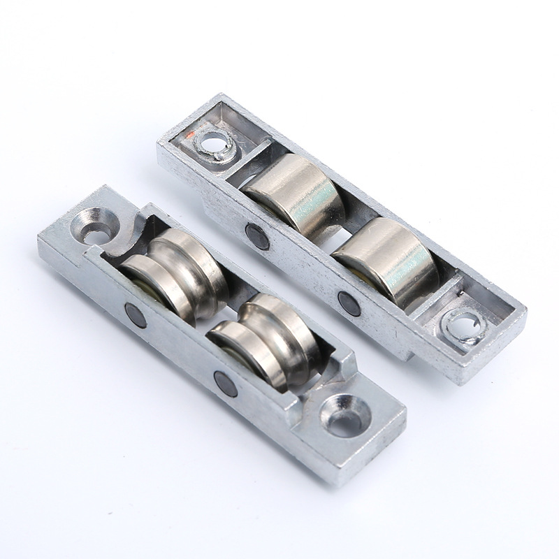 长期供应批发生产定 制塑钢门轮95锌架双轮铝合金滑轮配件量大价