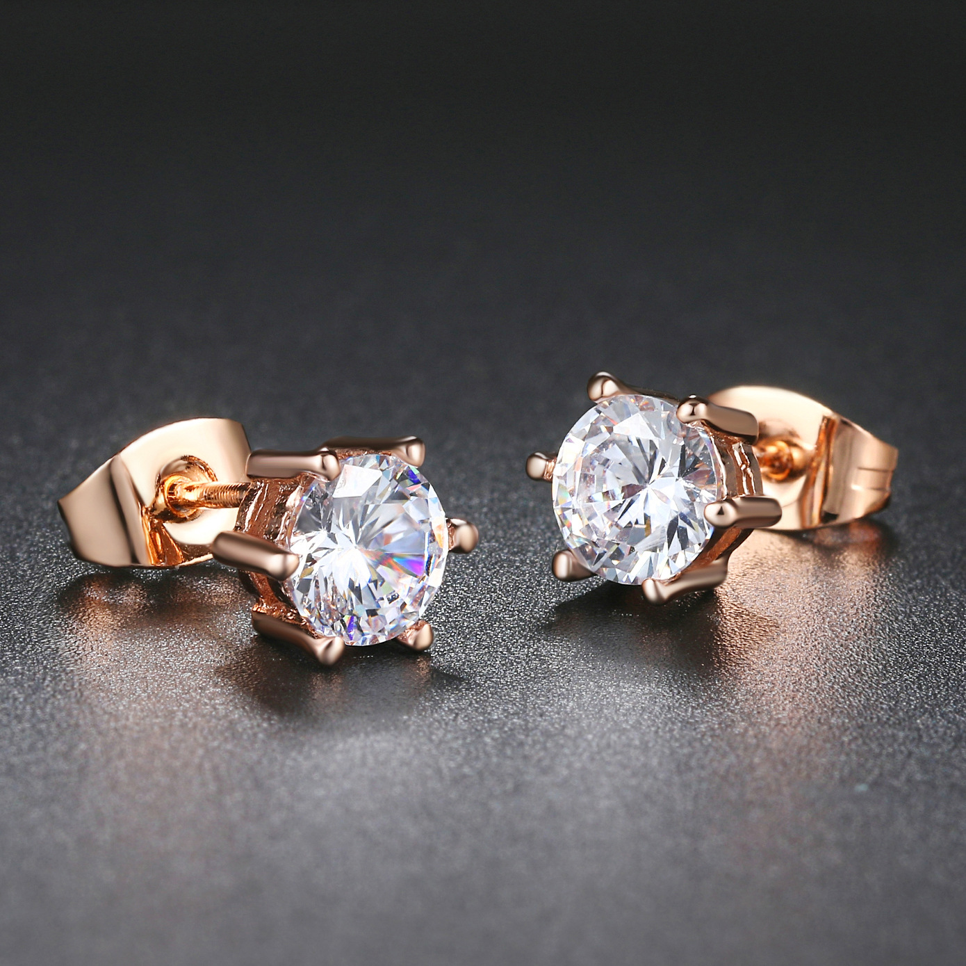 Classic Geometric Zircon Fashion Versatile Single Diamond Unisex Popular Earrings_voghion.com