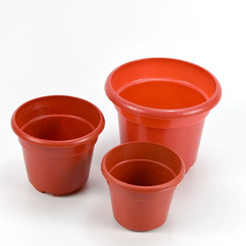 Los fabricantes de pantallas de fotos de Yiwu venden macetas redondas de plástico rojo blanco, macetas cuadradas de plástico y particiones fijas de macetas