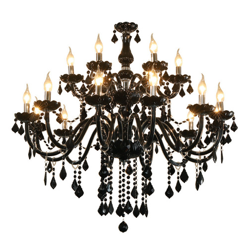 Black chandelier European-style living room crystal chandelier restaurant bedroom pendant coffee shop cybercafe clothing store decoration candle light