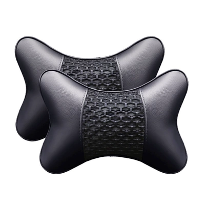 Headrest Seat Neck Pillow Pair - 1901-black-headrest-pair