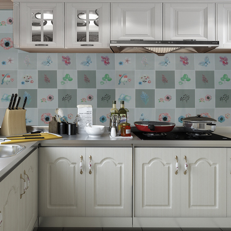 Factory Direct supply self-adhesive oil-proof stickers household kitchen tile wall stickers kitchen wallpaper oil-proof paper lampblack stickers
