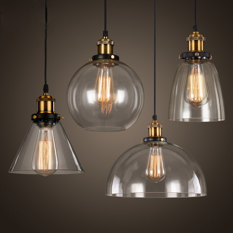 Country retro creative glass ceiling lamp for living room