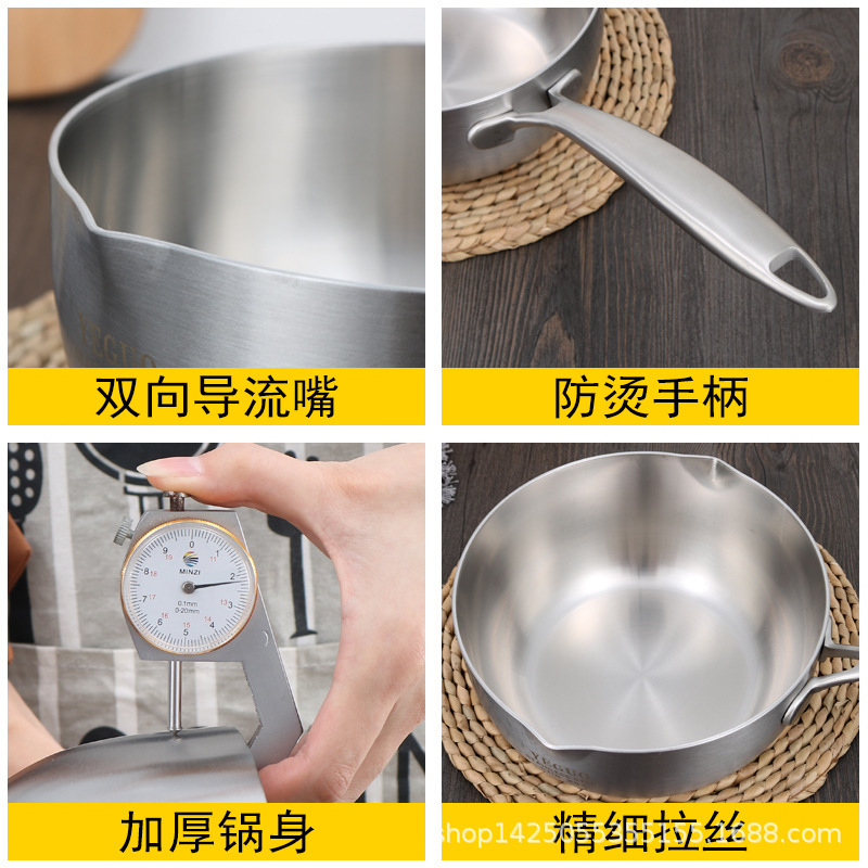 Procesamiento personalizado 304 de acero inoxidable leche olla de fideos de vapor japonés olla de cocina de cocina de cocina de cocina