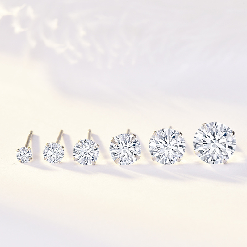 Regalo de moda encalado s925 pendientes de plata esterlina hembra joyería de piedra de cumpleaños europea y americana de cuatro garras pendientes de circón transfronterizos al por mayor