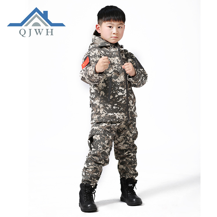 Softshell Tad Children's Jacket Mountaineering Thickened Warm Windproof Waterproof Training Set, Available Separately, Children's Camouflage