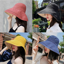 夏天韩版出游遮阳帽防晒紫外线大沿软妹日系双面戴渔夫帽子女