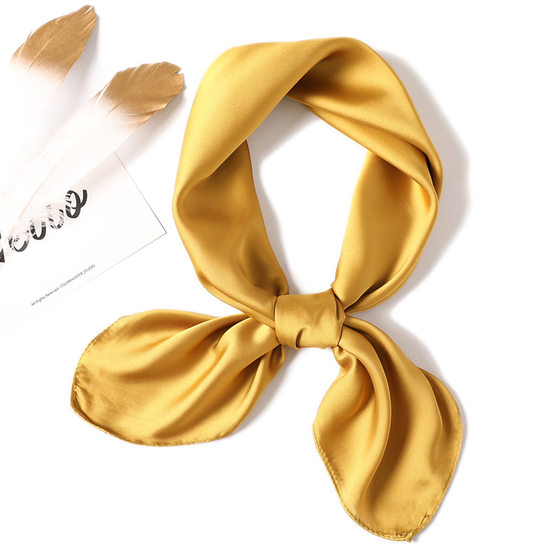 Simple solid color scarf women's artificial silk small square scarf 70cm European and American Basic matching shirt professional scarf hair tie
