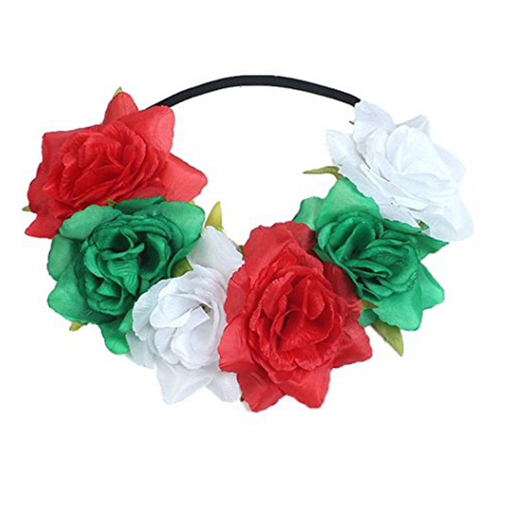 European and American Hair Band Women's Hair Band Elastic Hair Band Bride Photo Headwear Fabric Christmas Wreath Head Flower