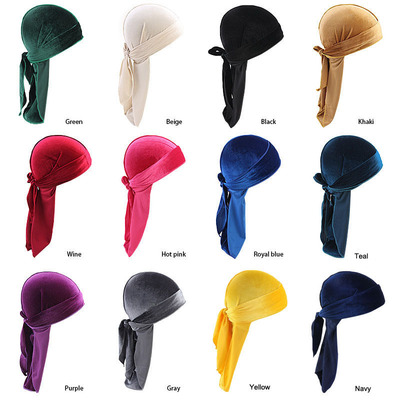 Amazon High -Catuality Velvet Long -Хвоста пиратская шляпа с длинной лентой шарф шарф капюшона Durag
