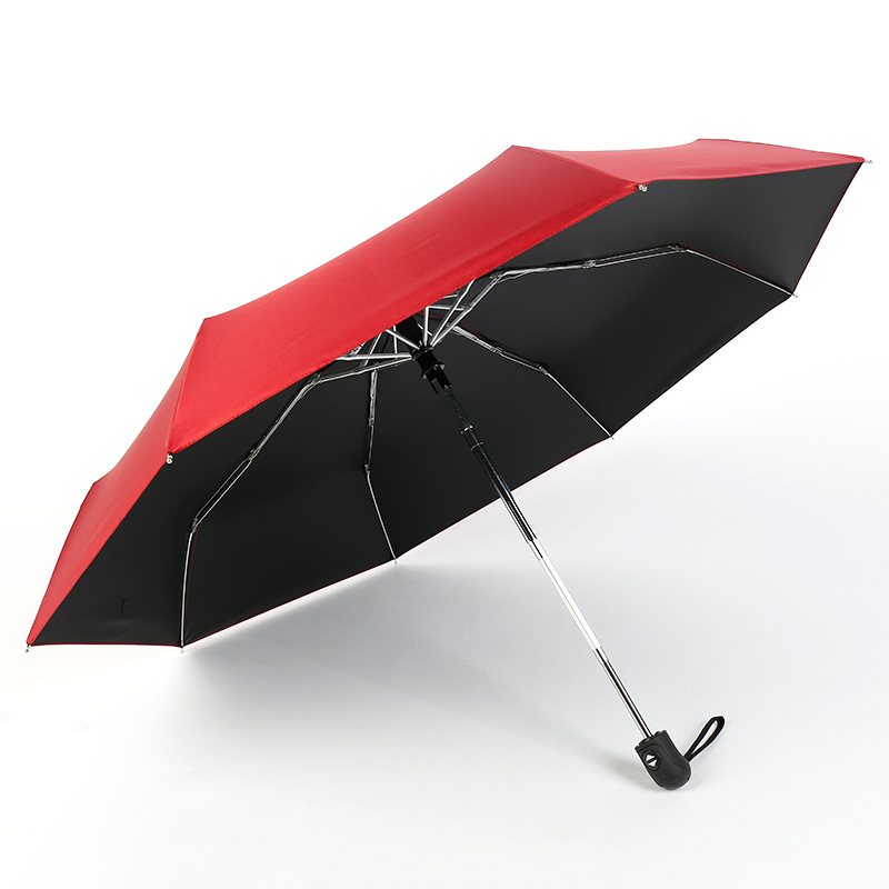 Paraguas automático de cinco veces Paraguas de bolsillo mini ultraligero para hombres Paraguas de Sol de plástico negro Protección solar para mujeres Paraguas de protección UV