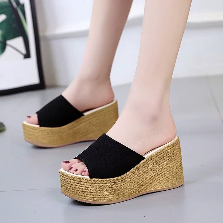 2021 женская летняя модная одежда в Корейском стиле водонепроницаемые сандалии на танкетке на толстой подошве тапочки на платформе с высоким каблуком от производителей