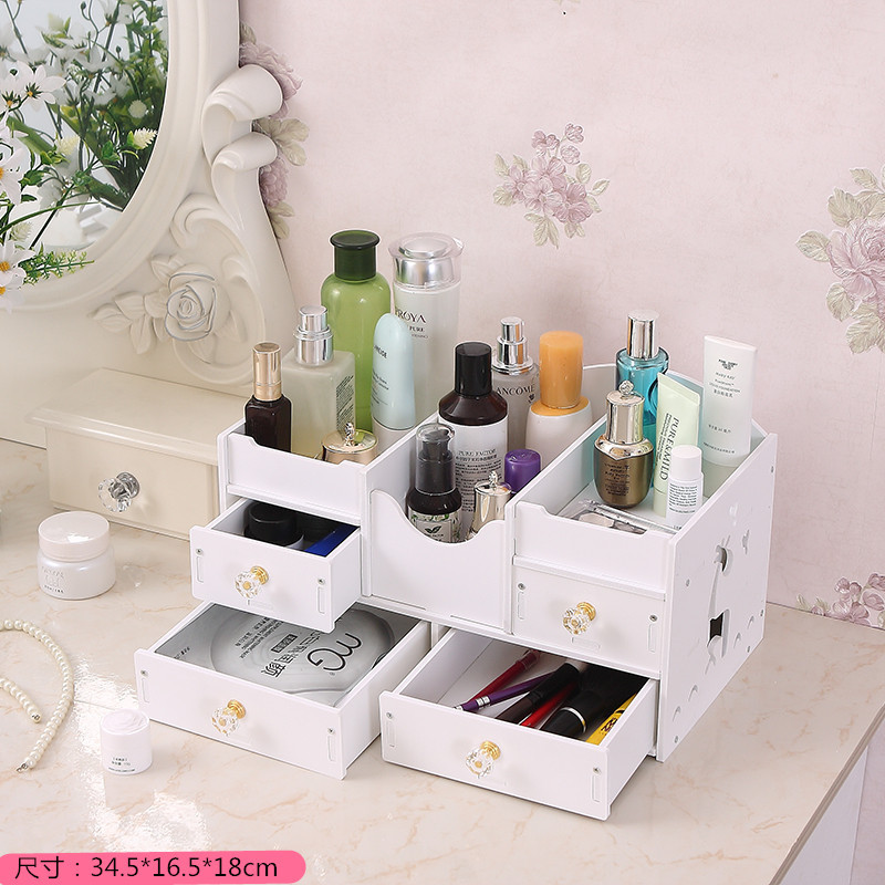 Caja de almacenamiento cosmético con espejo cajón aparador armario escritorio simple almacenamiento