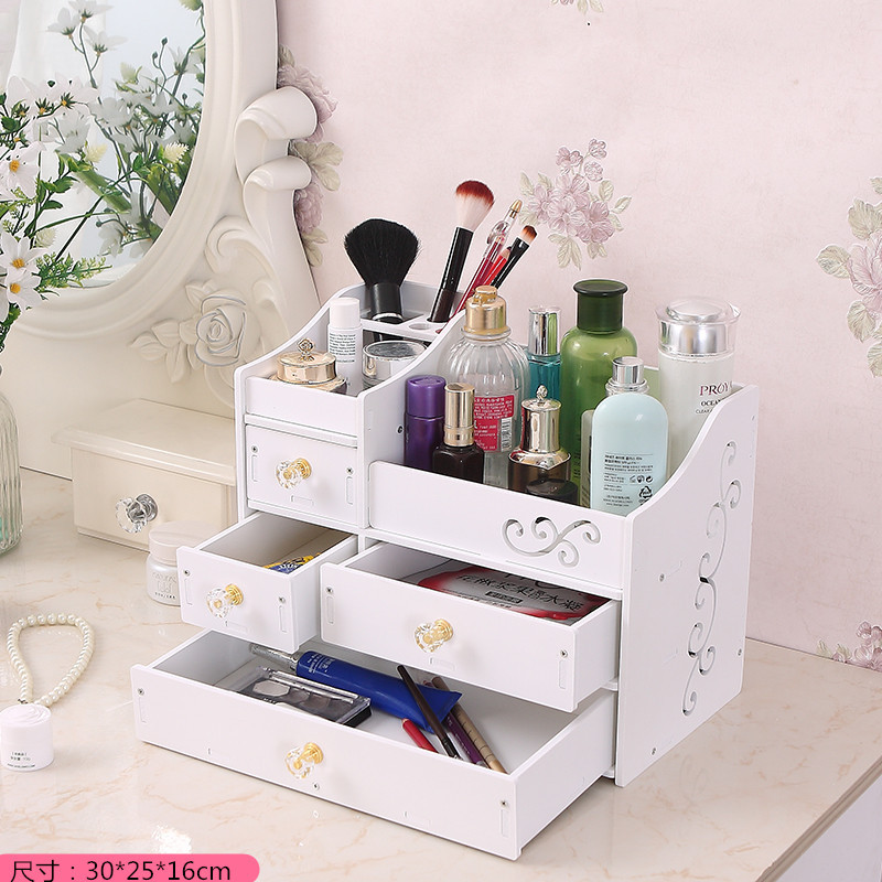 Caja de almacenamiento cosmético con espejo cajón aparador armario escritorio simple almacenamiento