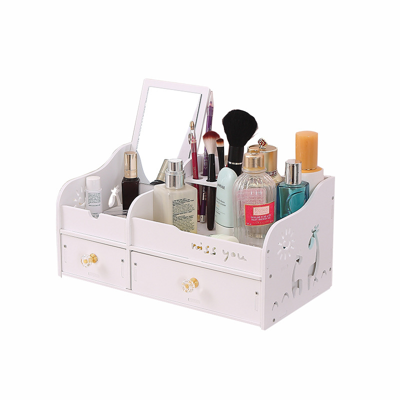 Caja de almacenamiento cosmético con espejo cajón aparador armario escritorio simple almacenamiento