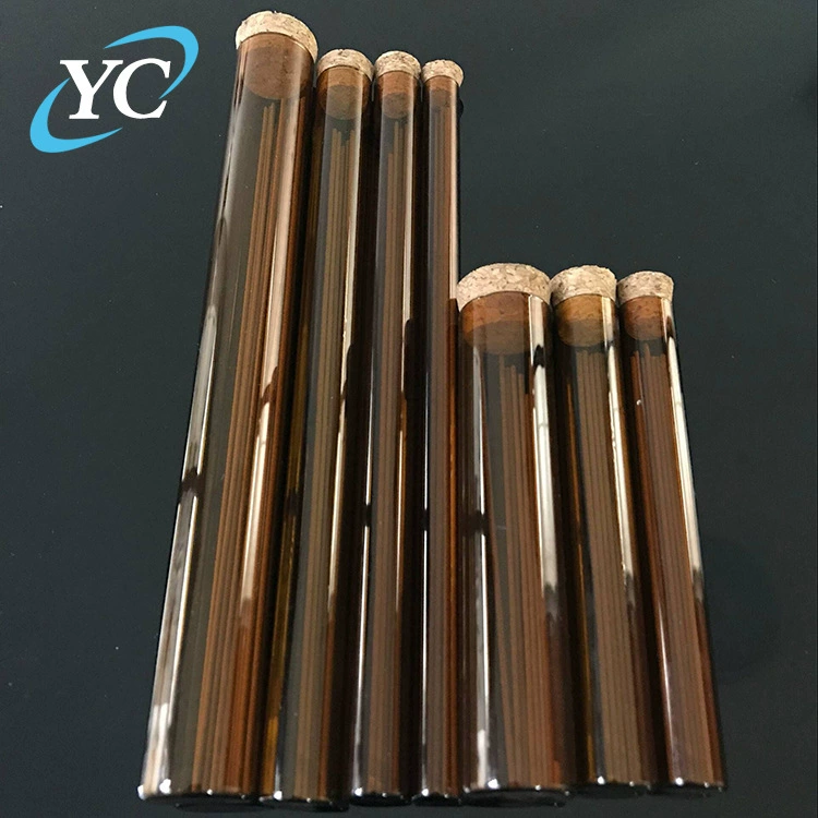 Трубка для благовоний из коричневой проволоки Yucheng 3-50 г, длинная и короткая стеклянная пробирка с плоским дном, трубка для благовоний из темного стекла с пробкой