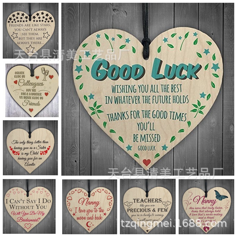 Pintura de madera, amor, colgante, decoración, amor, pieza de madera, colgante, corazón de melocotón de madera de bricolaje