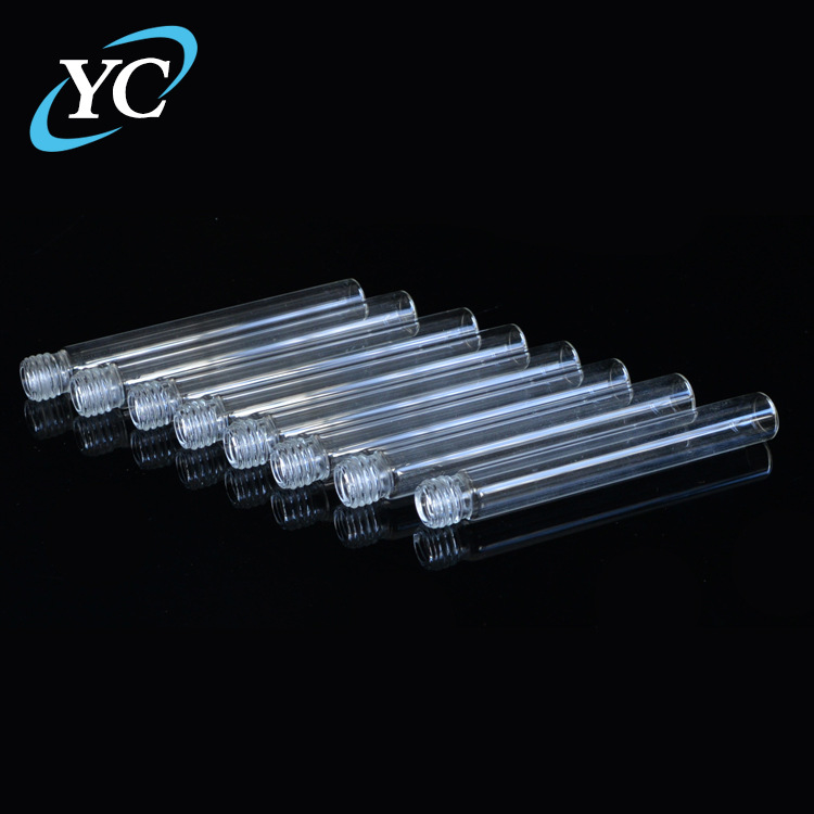宇成厂家直供螺口玻璃试管16*125圆底试管 高硼硅3.3可带盖试管