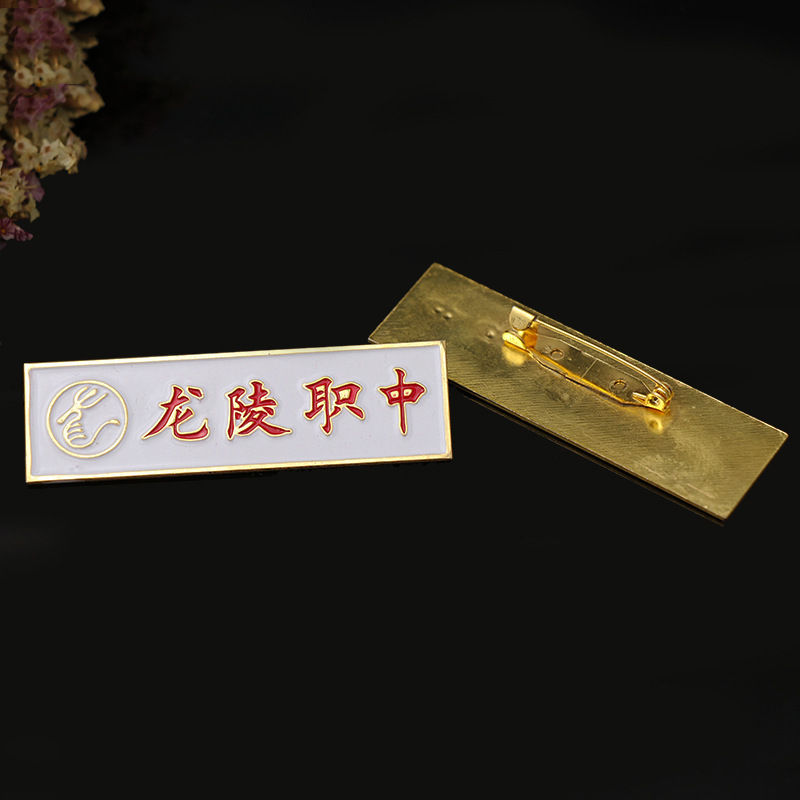 Insignia de empresa insignia de color personalizado collar de esmalte rectangular pin broche de metal personalizado