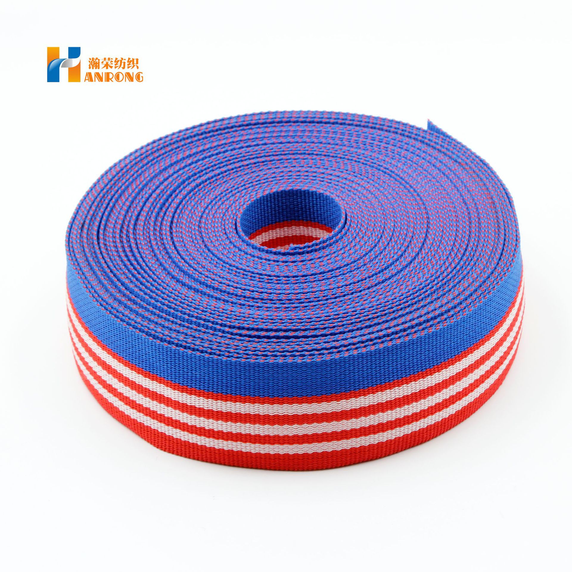 厂家供应批发间色可定 制蓝红平纹宽大丙纶织带