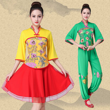 深意广场舞服装创意款中国风套装短门襟莲花古典舞蹈演出服装E18