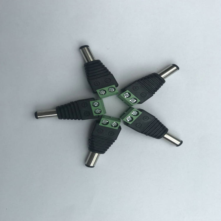 LED灯带免焊头DC5.5*2.1母转绿色压线接线公母端子DC电源对接插头