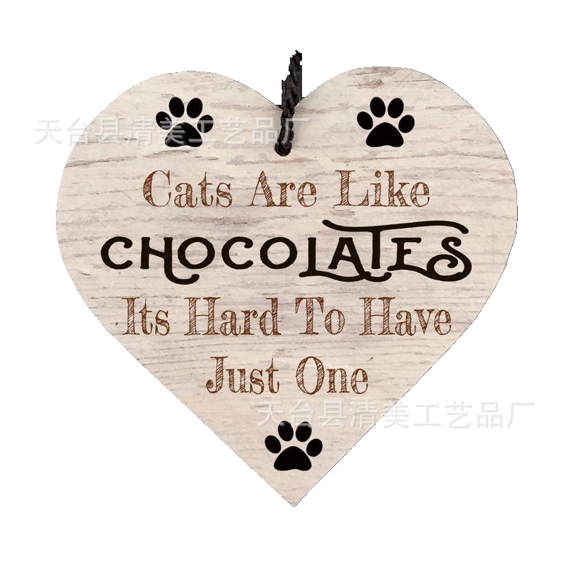 Huellas de oso negro Estilo de amor Colgante de pieza de madera de amor 1 paquete