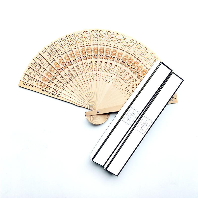 Hay en stock ventilador plegable de madera transfronterizo boda ventilador de madera con embalaje 4 tipos de embalaje opcional
