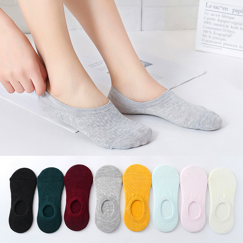 Solid color socks non-slip women's invisible socks Women's Boat socks summer polyester cotton socks Korean style sweat-absorbent casual stall socks factory Solid color socks non-slip women's invisible socks Women's Boat socks summer polyester cotton socks Korean style sweat-absorbent casual stall socks factory