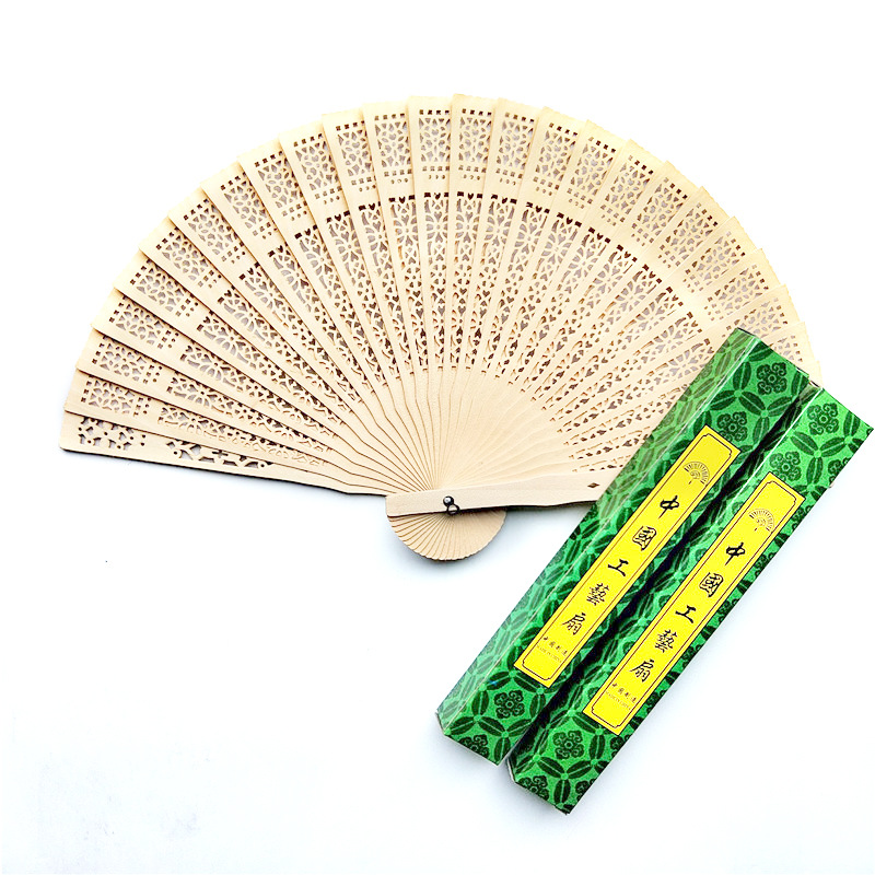 Hay en stock ventilador plegable de madera transfronterizo boda ventilador de madera con embalaje 4 tipos de embalaje opcional